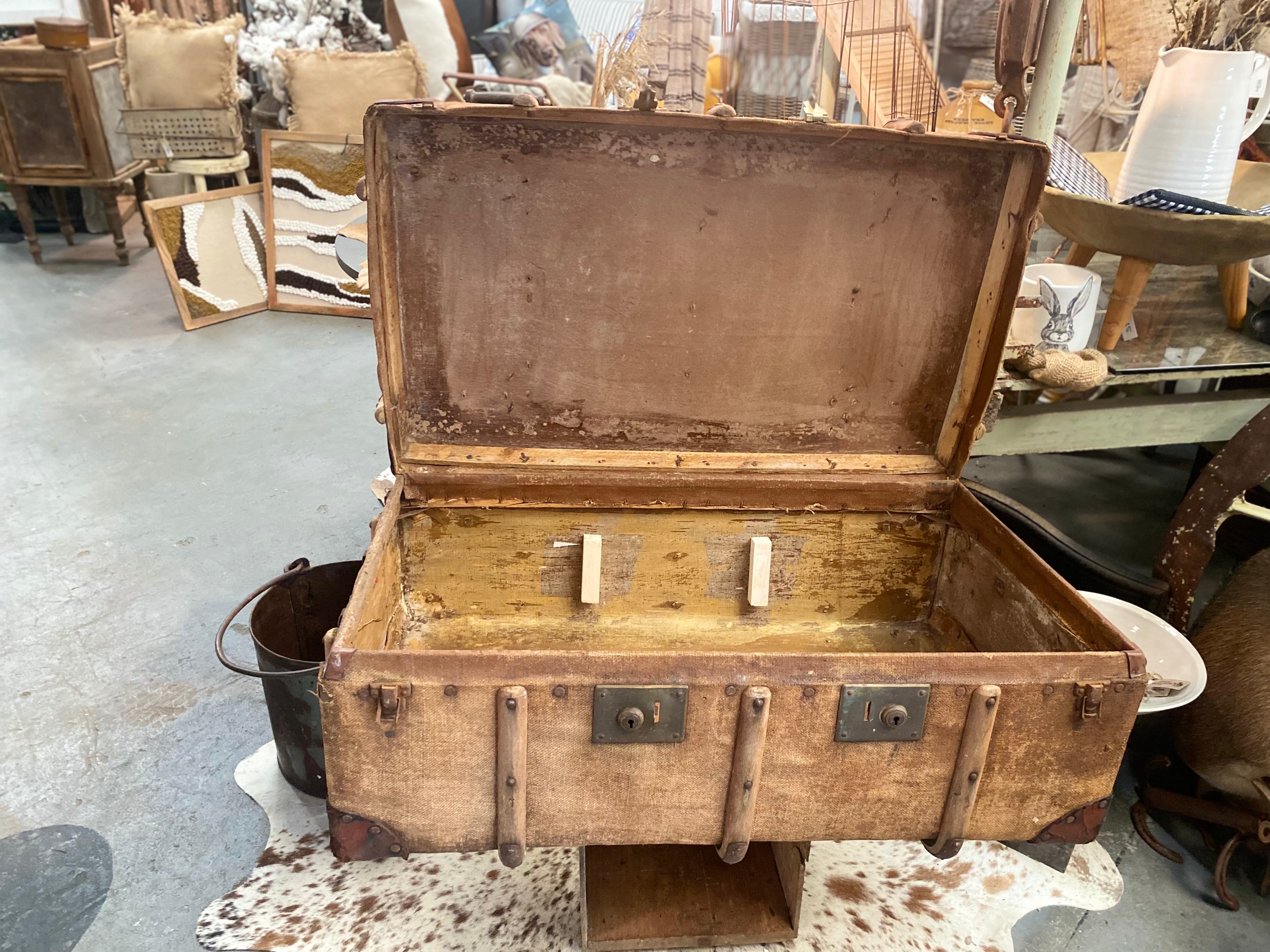 Vintage Jute Suitcase TRUNK