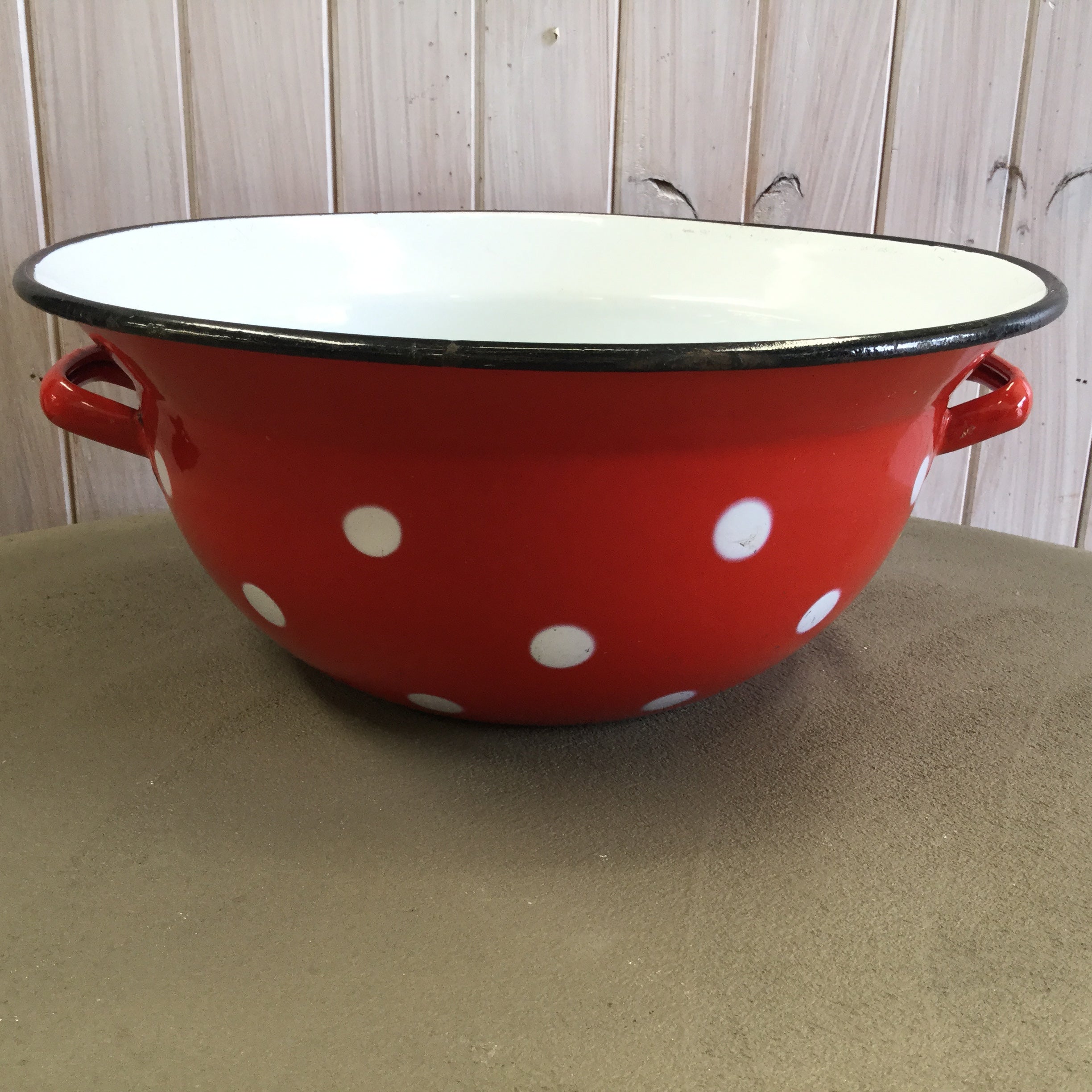 Red with White SPOT Vintage Enamel Bowl SOLD