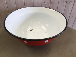 Red with White SPOT Vintage Enamel Bowl SOLD